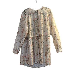 J. Jill Barley Sheer Floral Linen Blend Blouse Tunic Large